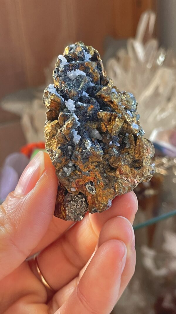 チャルコパイライト　ボーナイト　硫化銅 鉱物　ミネラル　レインボーパイライト　パイライトオンクォーツ