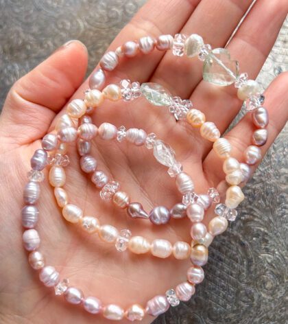 淡水パール　アメジスト　水晶　ブレスレット