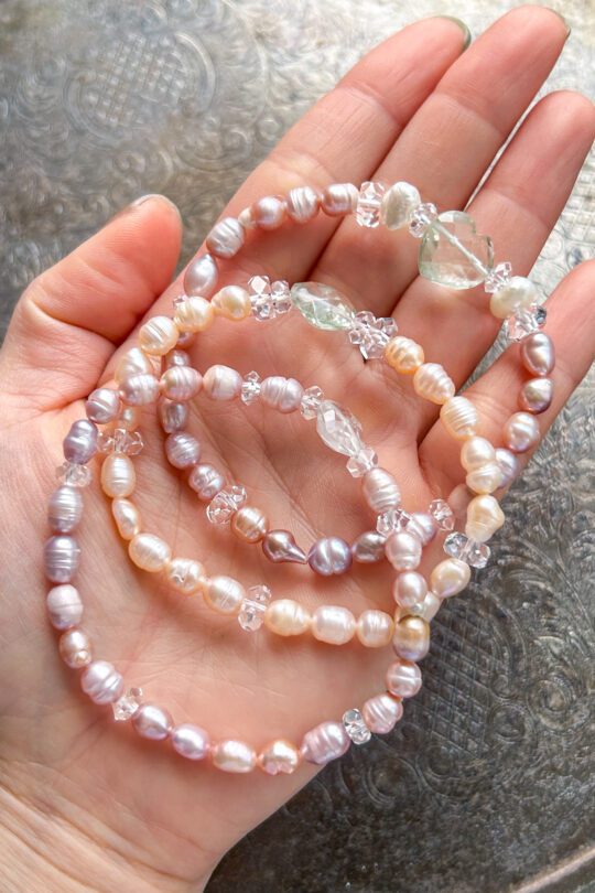 淡水パール　アメジスト　水晶　ブレスレット
