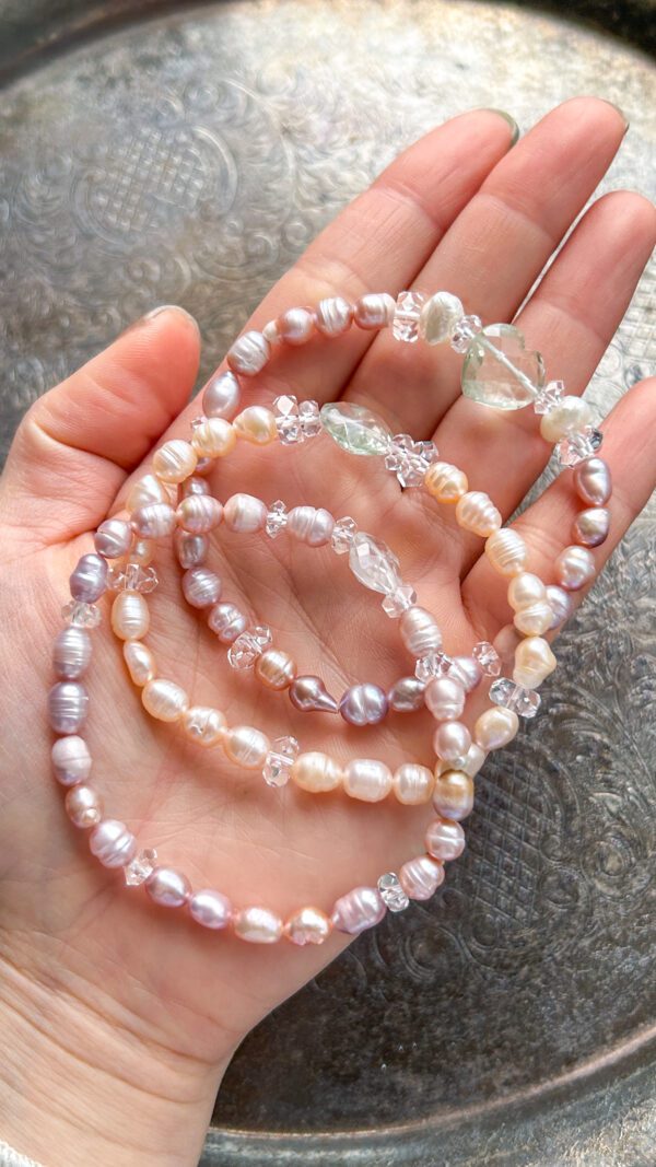 淡水パール　アメジスト　水晶　ブレスレット