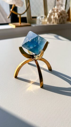 大きなブルーフローライト八面体　鉱物標本
