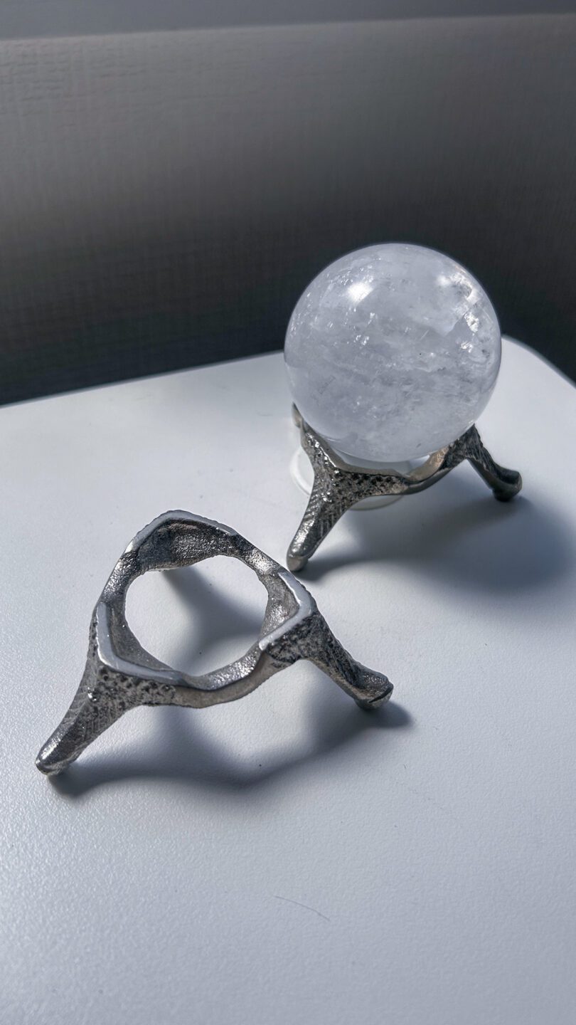 天然石 スタンド うさぎ シルバー パワーストーン スフィア台