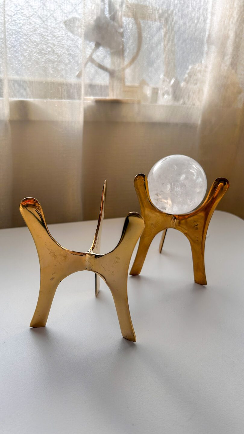 真鍮 天然石 スタンド ゴールド パワーストーン スフィア台