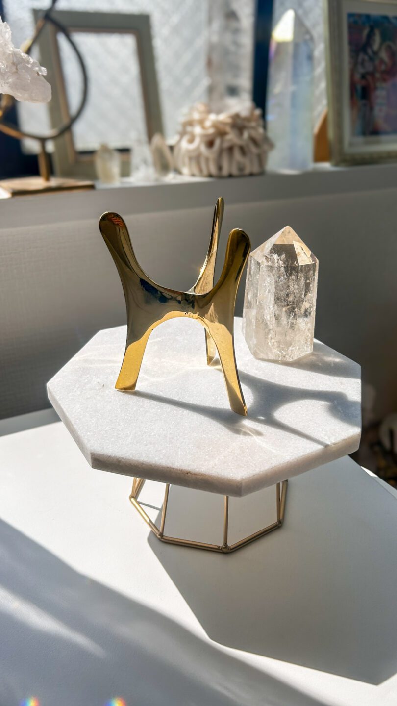 真鍮 天然石 スタンド ゴールド パワーストーン スフィア台