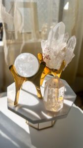 真鍮　天然石　スタンド　ゴールド　パワーストーン　スフィア台