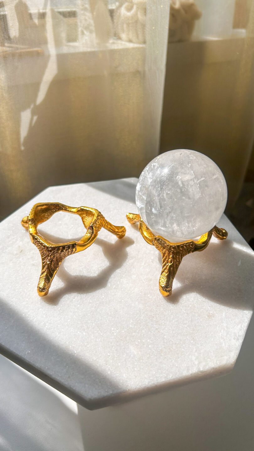 真鍮 天然石 スタンド ゴールド パワーストーン スフィア台