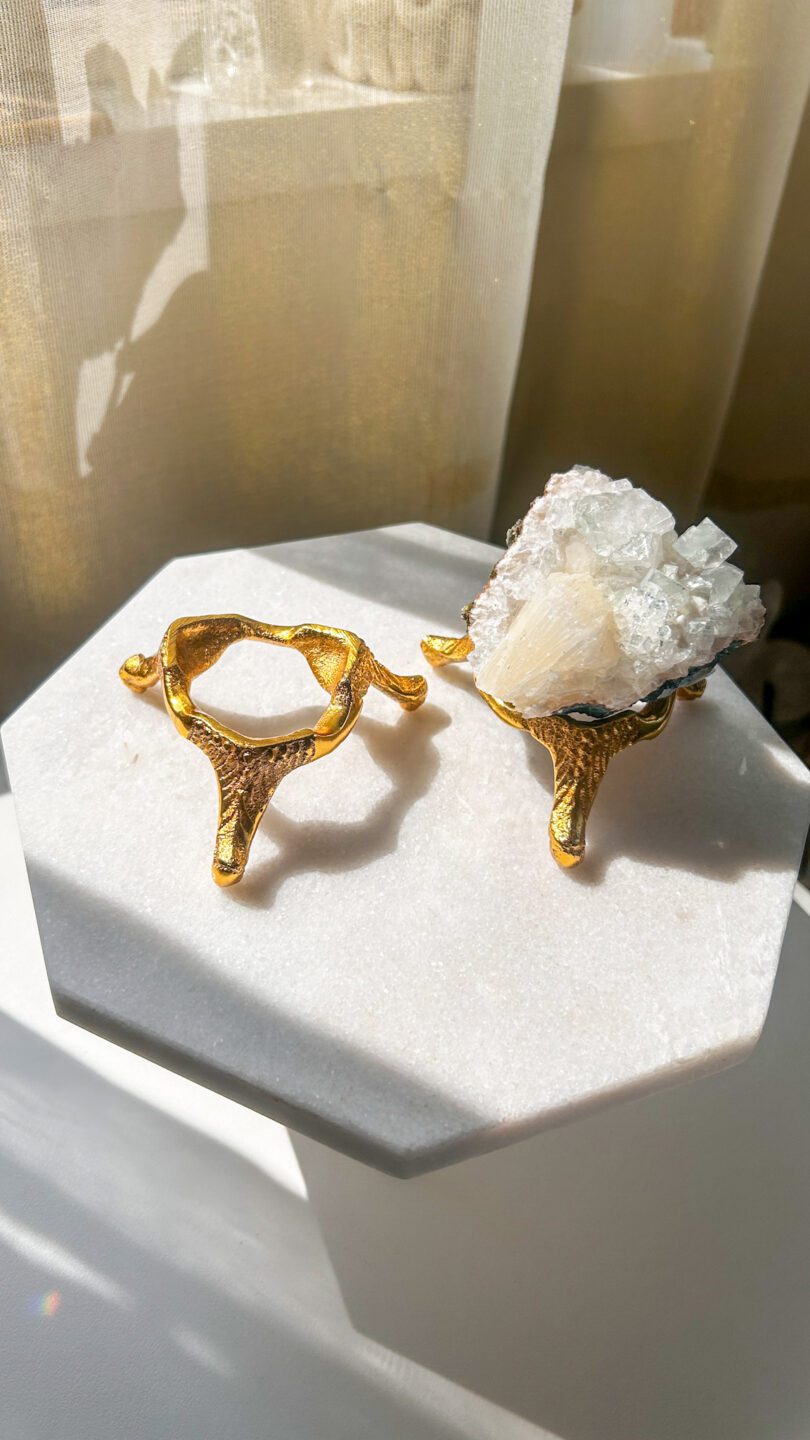 真鍮 天然石 スタンド ゴールド パワーストーン スフィア台