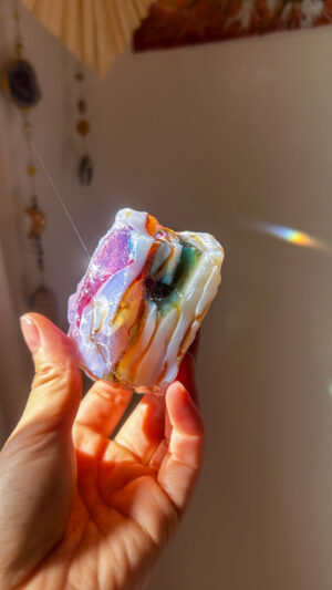 おっきな塊・Gemmy マルチカラー エレクトリックブルーxレムリアン エスリウム ゴールドxオパリックHGWピンク アンダラクリスタル（モナトミックガラス）XL