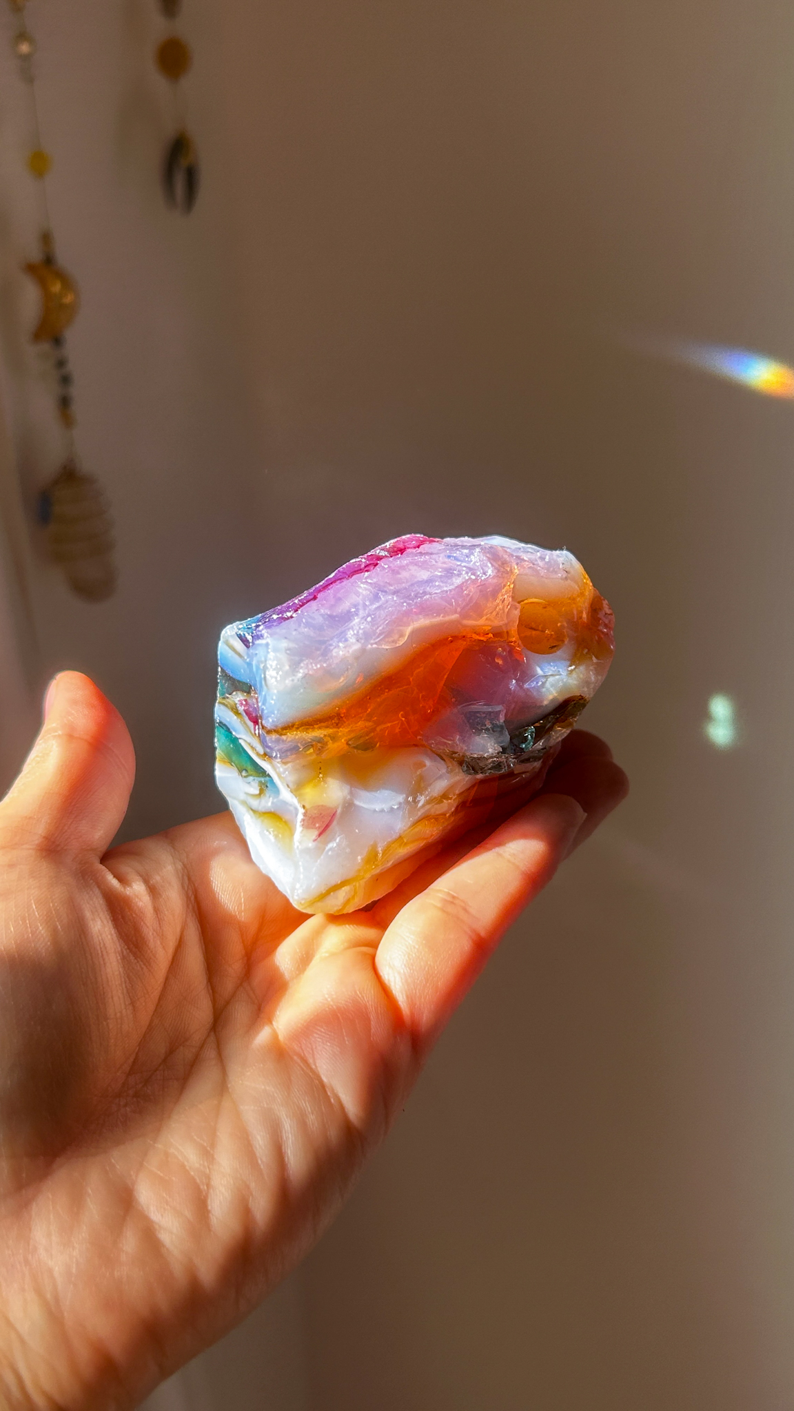 おっきな塊・Gemmy マルチカラー エレクトリックブルーxレムリアン エスリウム ゴールドxオパリックHGWピンク アンダラクリスタル(モナトミックガラス)XL - 画像 (3)