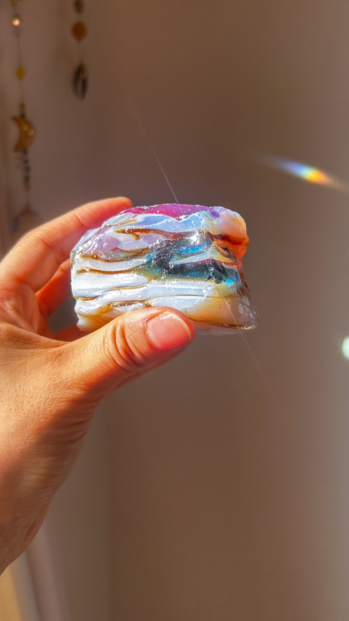 おっきな塊・Gemmy マルチカラー エレクトリックブルーxレムリアン エスリウム ゴールドxオパリックHGWピンク アンダラクリスタル(モナトミックガラス)XL - 画像 (2)