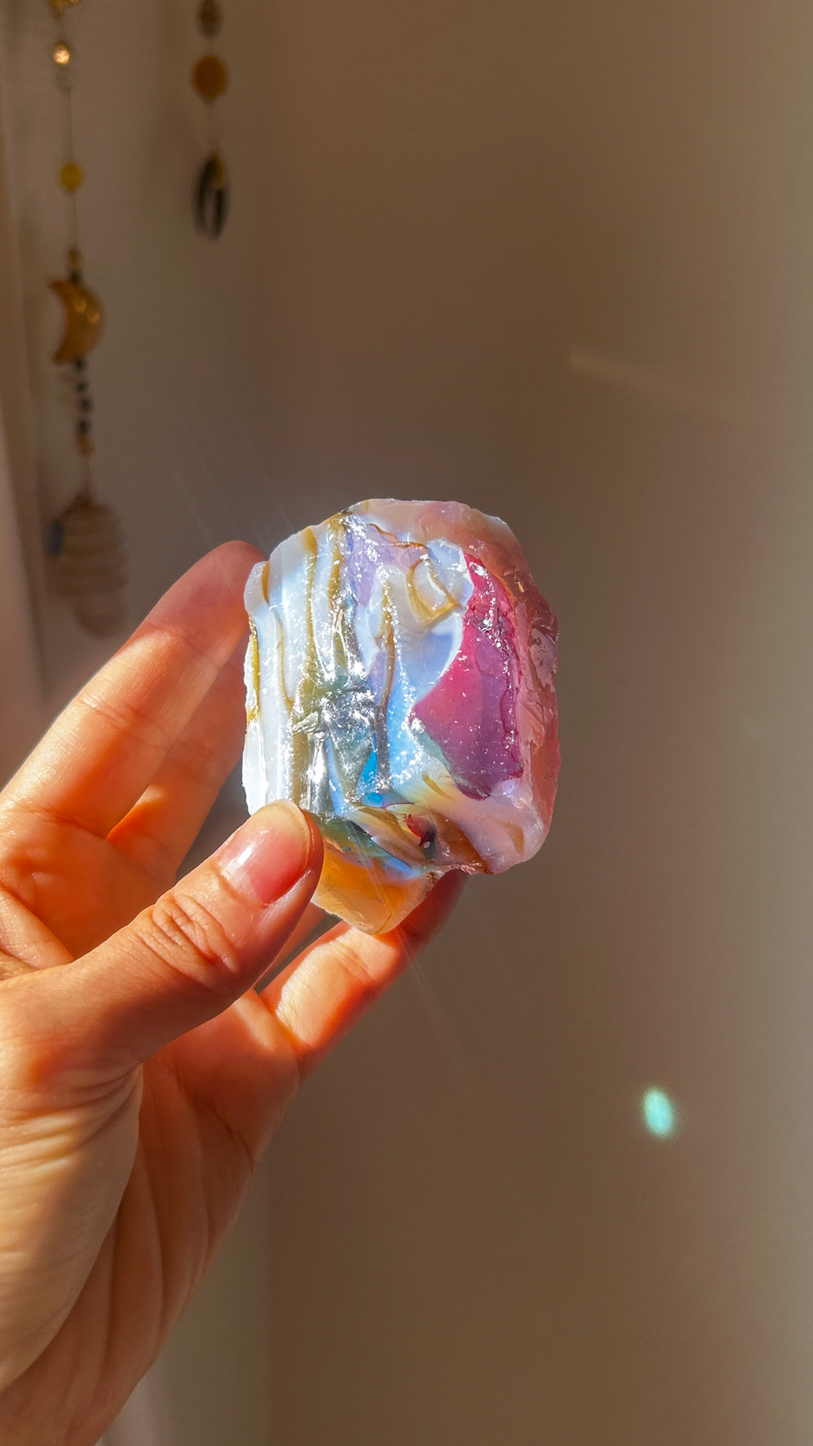 おっきな塊・Gemmy マルチカラー エレクトリックブルーxレムリアン エスリウム ゴールドxオパリックHGWピンク アンダラクリスタル(モナトミックガラス)XL - 画像 (4)