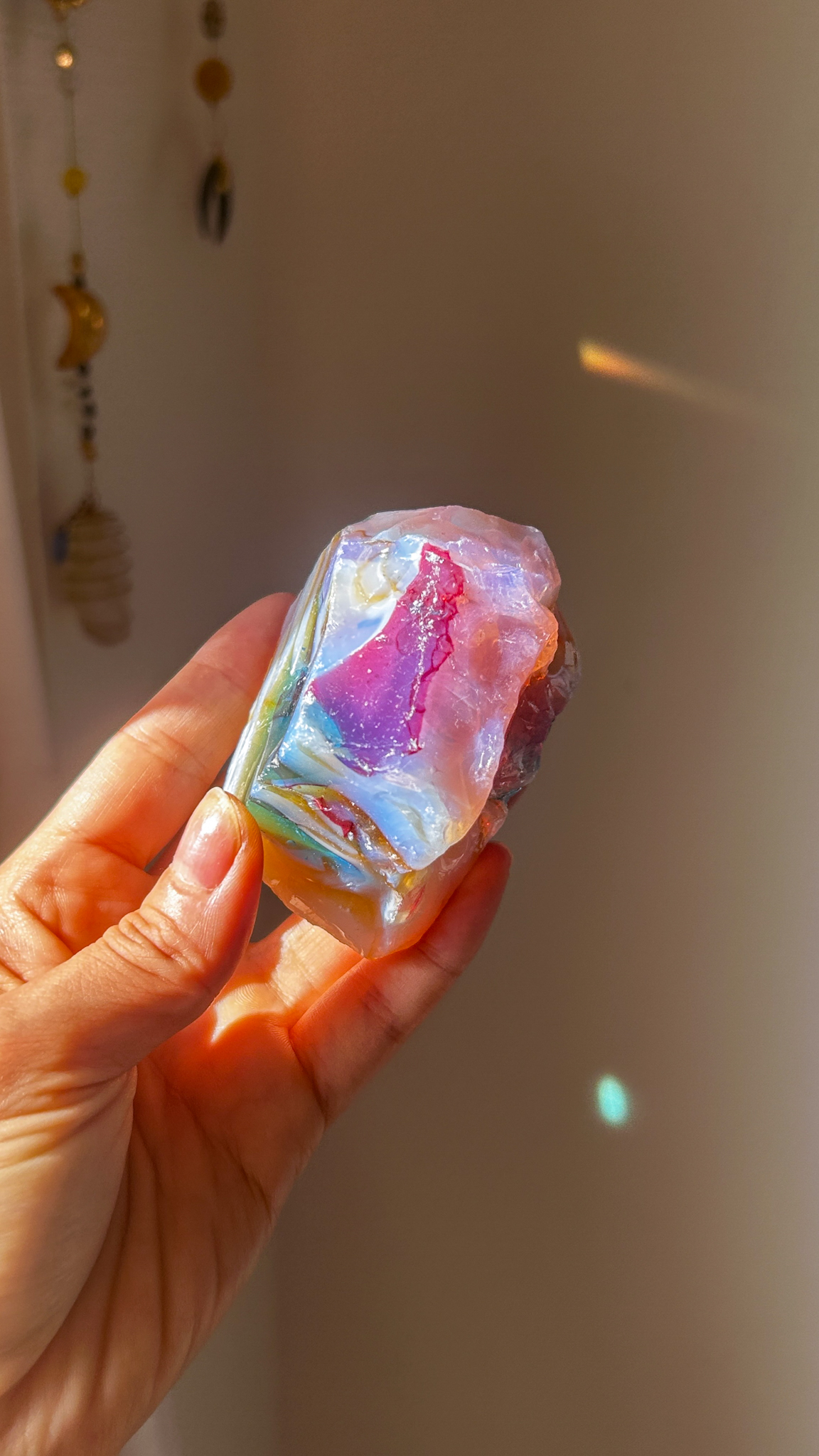 おっきな塊・Gemmy マルチカラー エレクトリックブルーxレムリアン エスリウム ゴールドxオパリックHGWピンク アンダラクリスタル(モナトミックガラス)XL - 画像 (5)