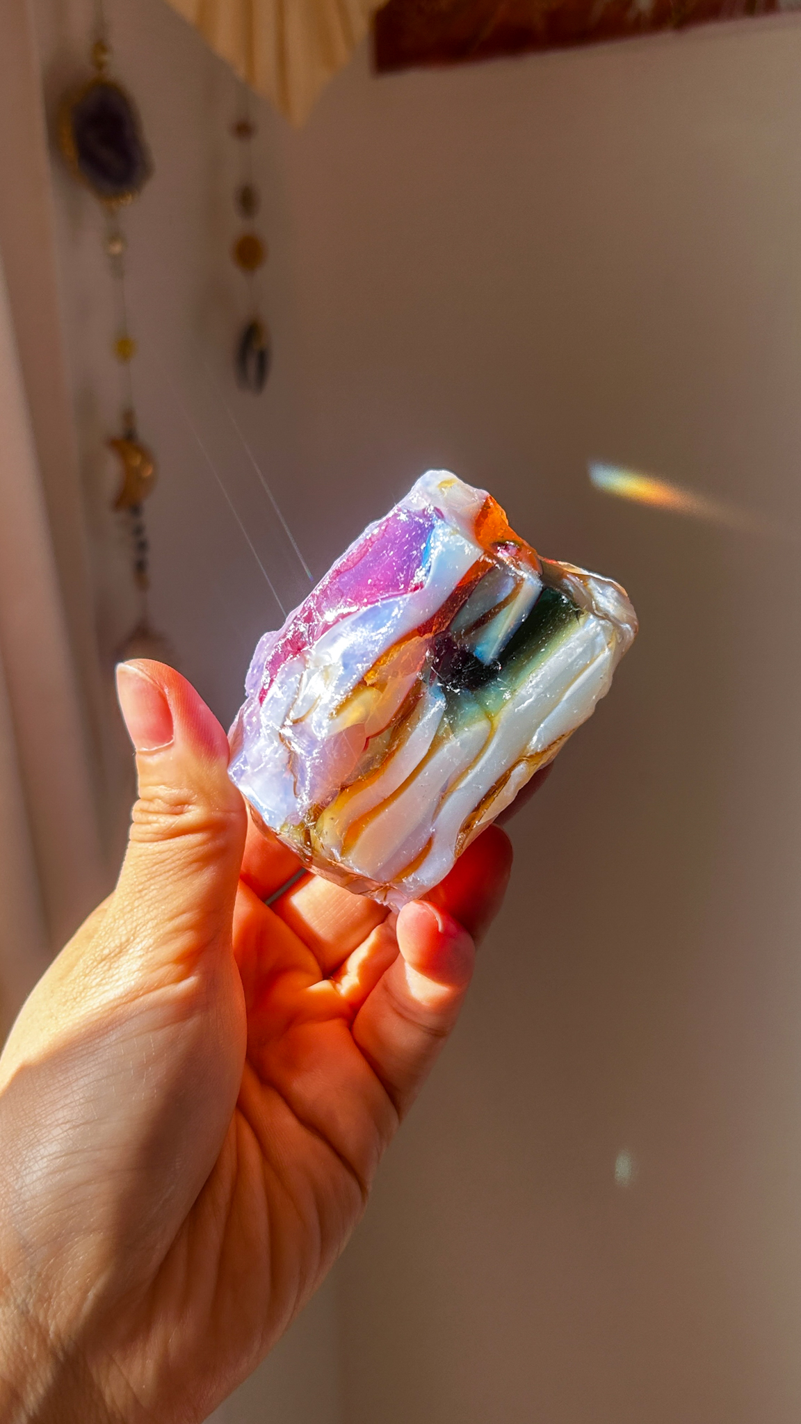 おっきな塊・Gemmy マルチカラー エレクトリックブルーxレムリアン エスリウム ゴールドxオパリックHGWピンク アンダラクリスタル(モナトミックガラス)XL