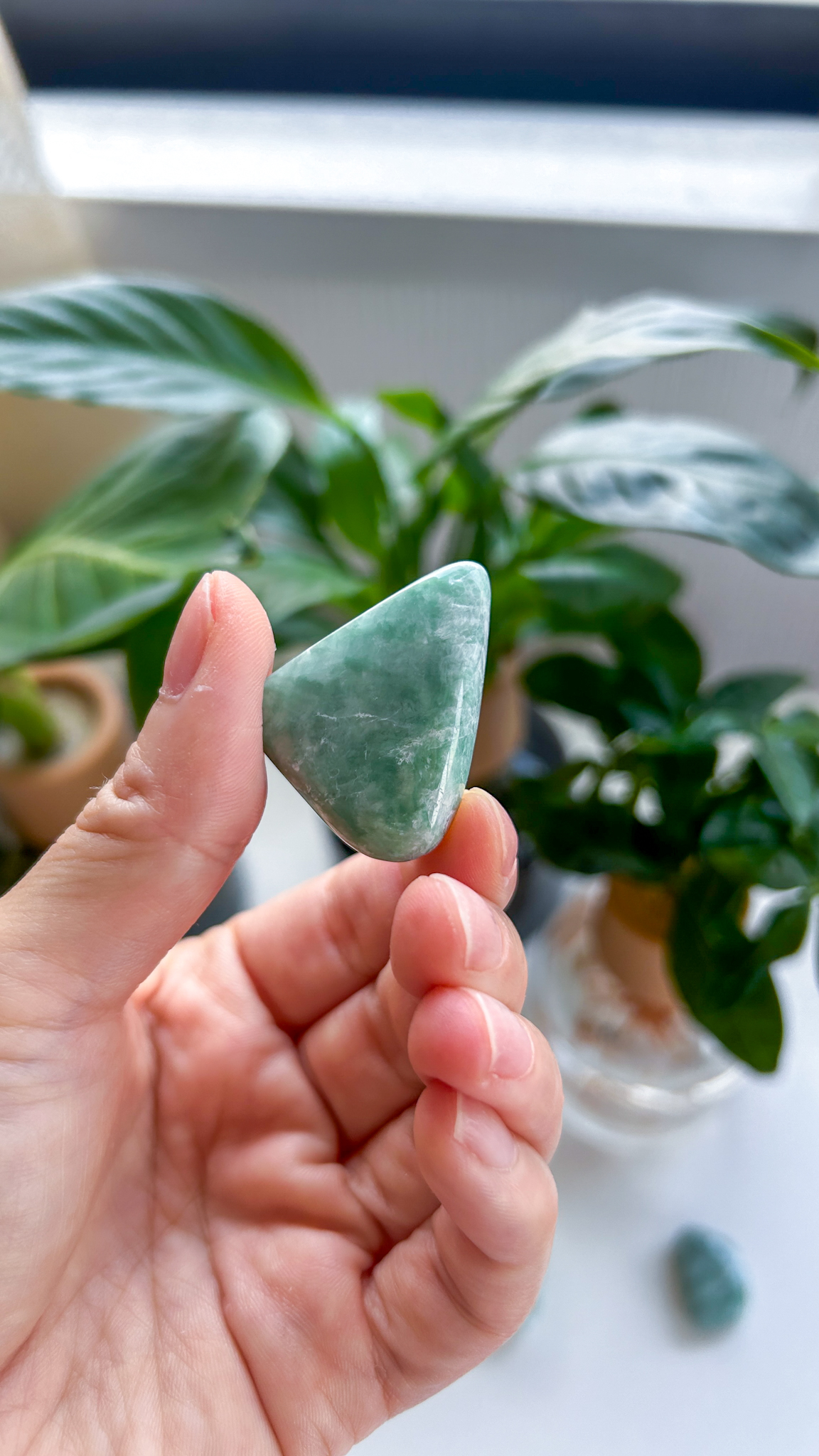 不老不死のお守り・美しいホワイトxみどり・ミャンマー翡翠 お守りストーン - 画像 (6)