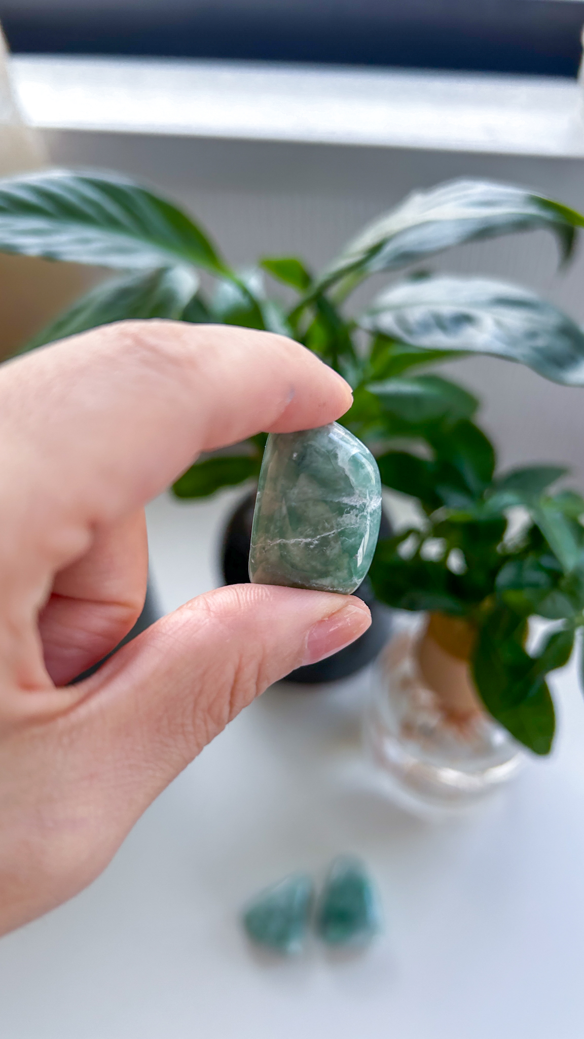 不老不死のお守り・美しいホワイトxみどり・ミャンマー翡翠 お守りストーン - 画像 (7)