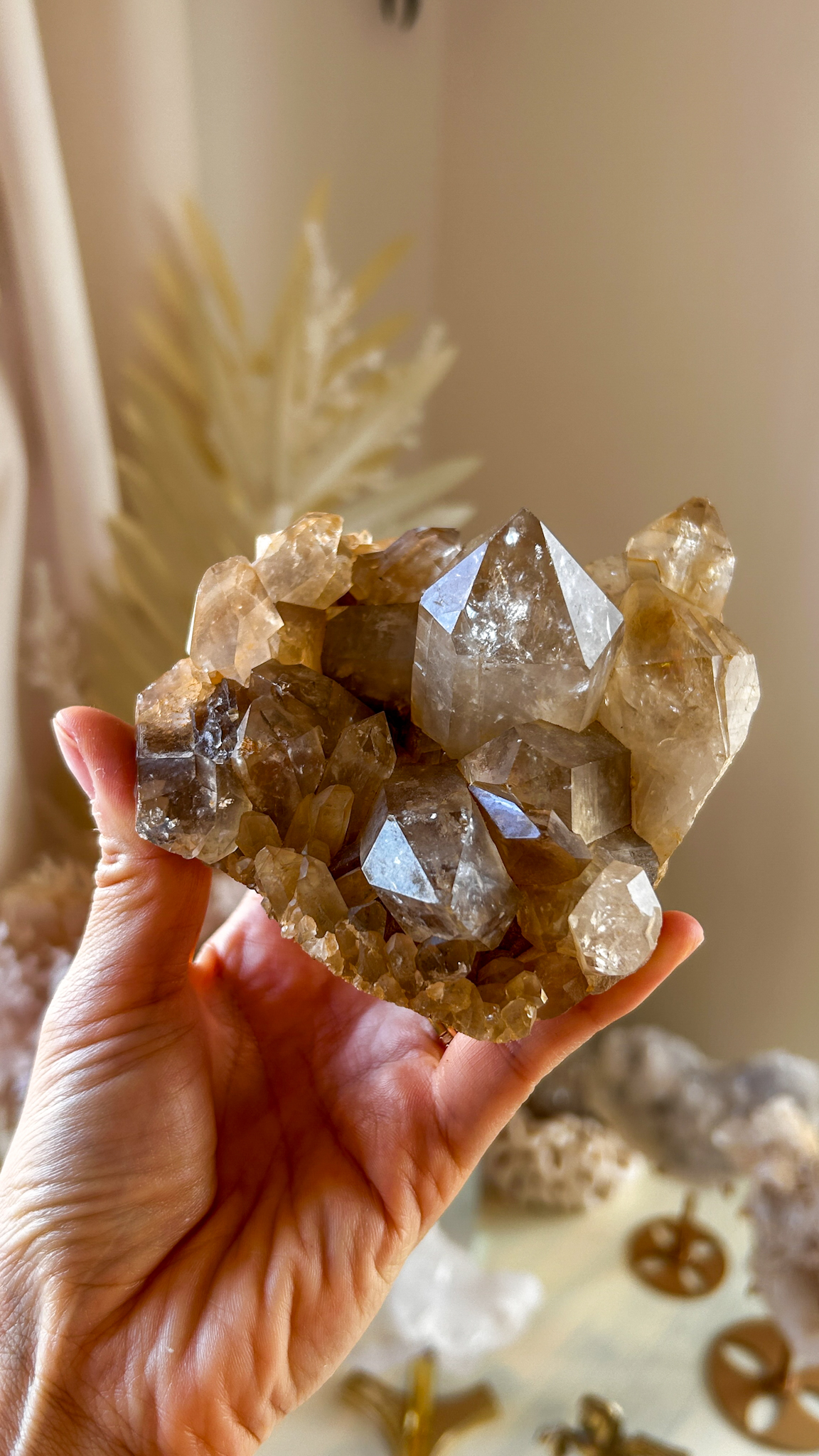 ブラジルより雷が落ちたスモーキーイエロー・ライトニング水晶 Thunder enlightningいかづちの啓示