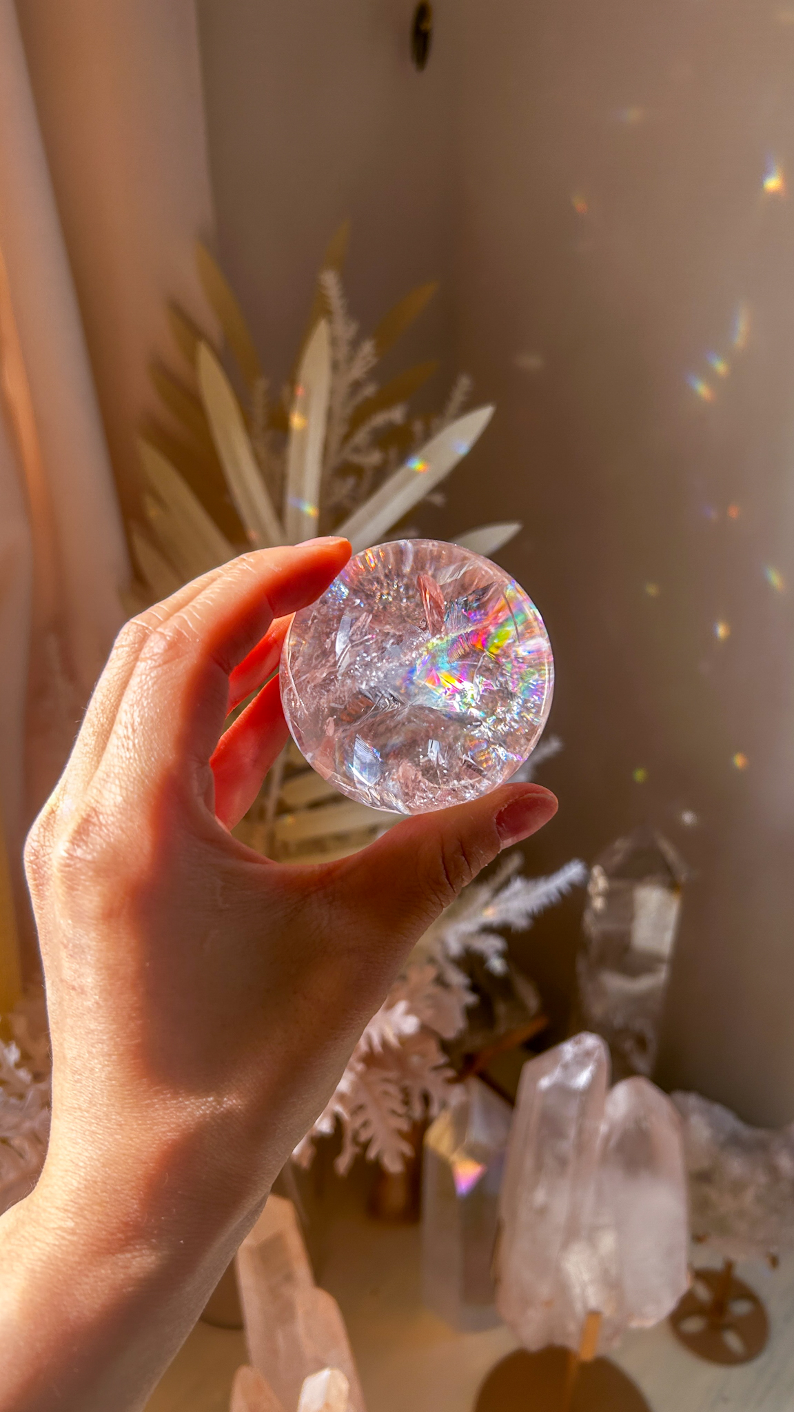 愛の開花 マダガスカルの最高品質 ピンク ヘマタイト クォーツ 🌈 スフィア You are loved 淡ピンク57mm