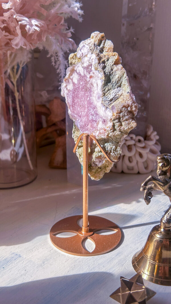 ★★★破格最終特価【 高品質 ピンクアメジスト フラワーアゲート 原石 フレイム ピンクアメジストxフラワーアゲートの断面プレート Look inside