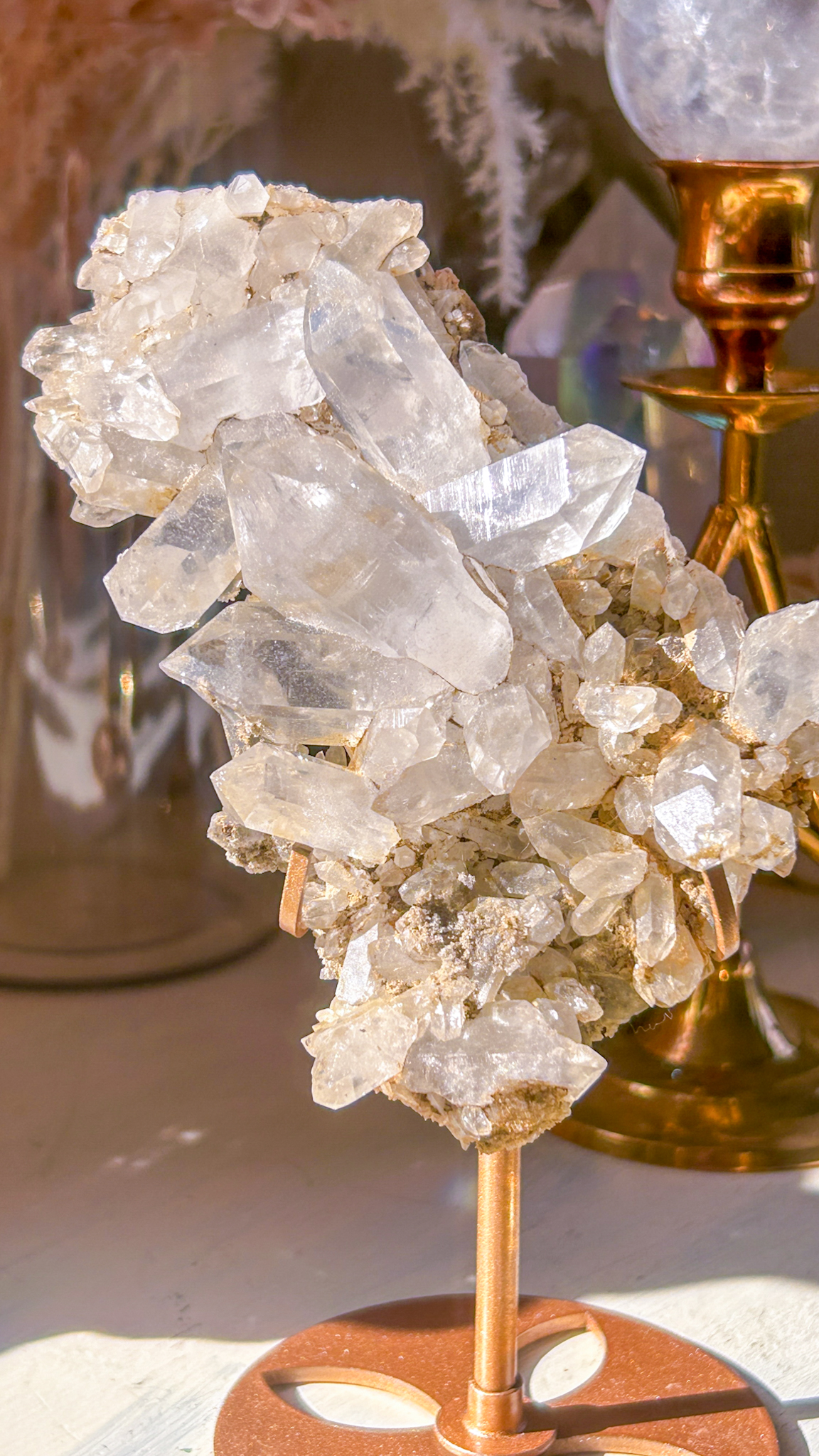 パキスタン スカルドゥ ほんのりスモーキー・クラスター Message from sacred land スタンド付き - 画像 (2)