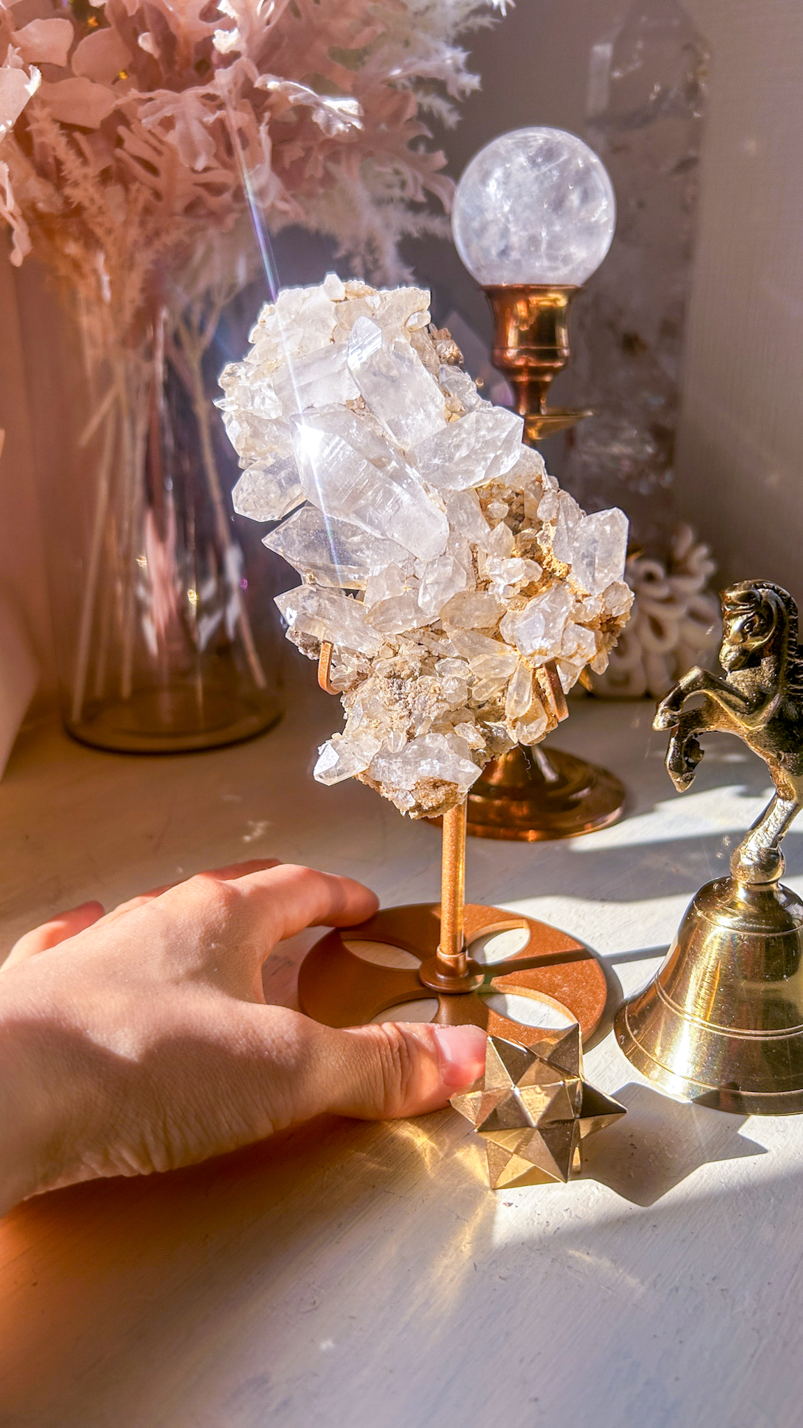 パキスタン スカルドゥ ほんのりスモーキー・クラスター Message from sacred land スタンド付き - 画像 (5)