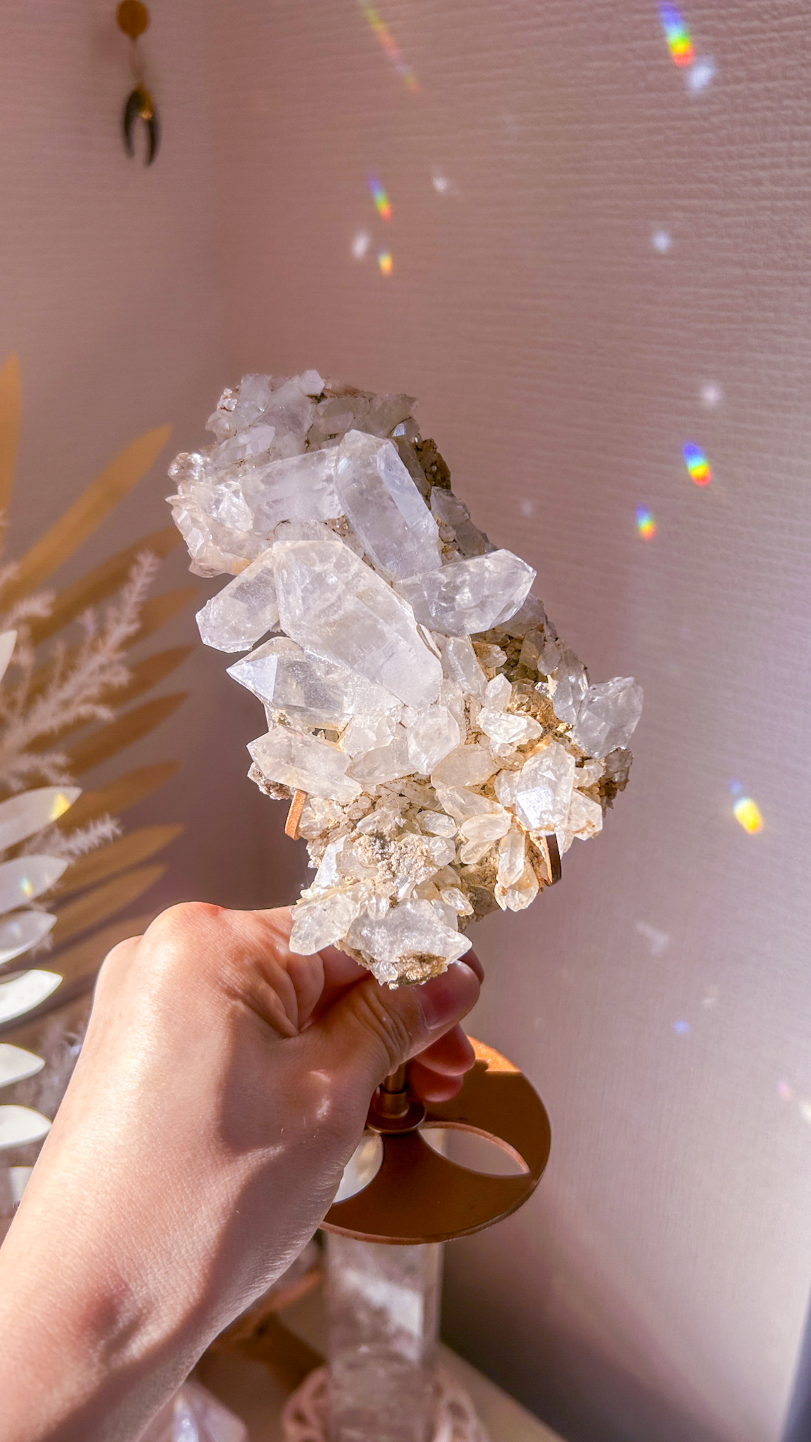 パキスタン スカルドゥ ほんのりスモーキー・クラスター Message from sacred land スタンド付き - 画像 (6)