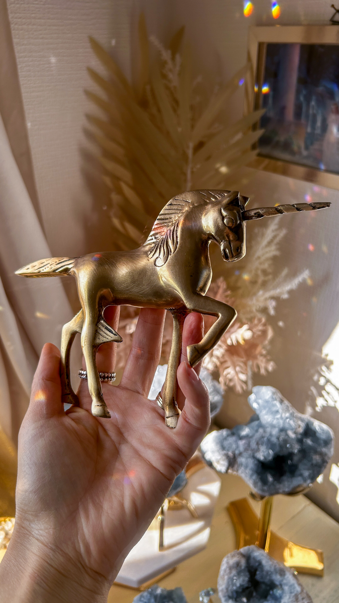 一点もの Amrita✧Vintage アメリカヴィンテージ・ミッドセンチュリー真鍮の可愛い小馬のユニコーン - 画像 (3)