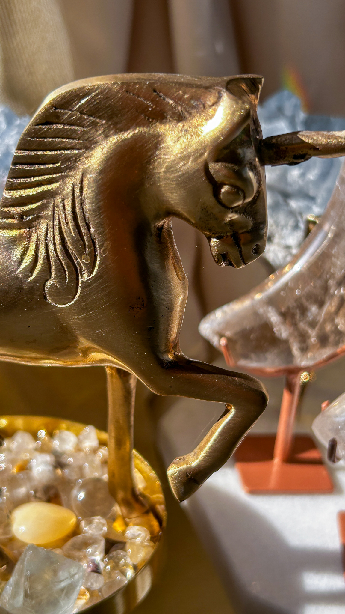 一点もの Amrita✧Vintage アメリカヴィンテージ・ミッドセンチュリー真鍮の可愛い小馬のユニコーン - 画像 (2)