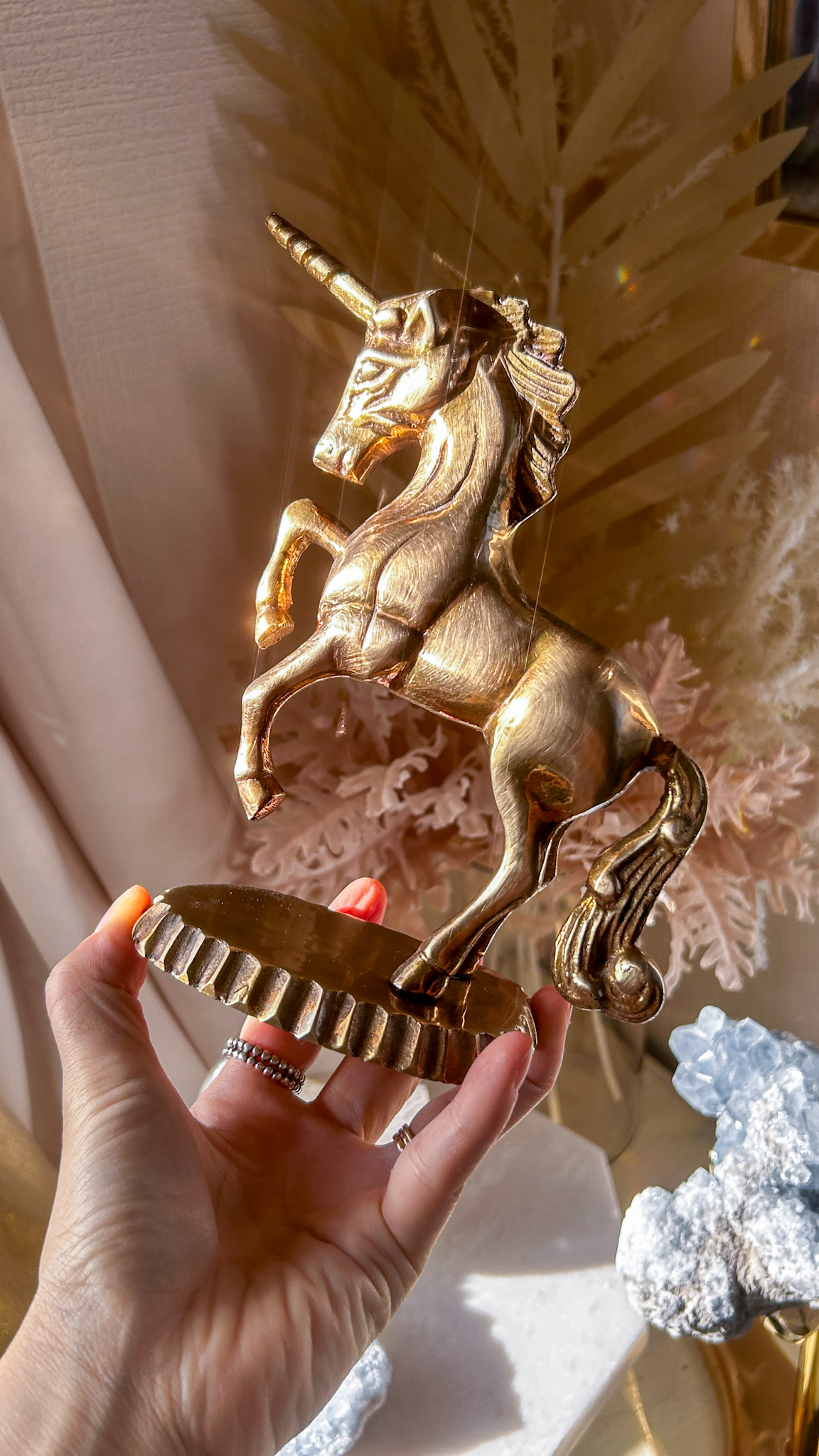 一点もの Amrita✧Vintage アメリカヴィンテージ・ミッドセンチュリー真鍮の立派な輝く片目のユニコーン - 画像 (6)