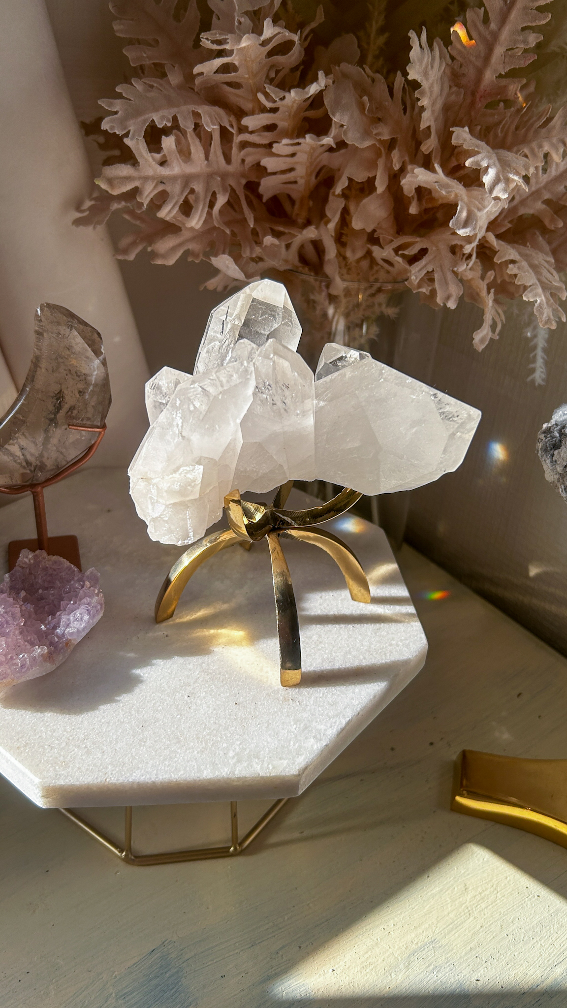 放射状の輝く水晶 高純度 クラスター トマスゴンサガ産 - 画像 (2)