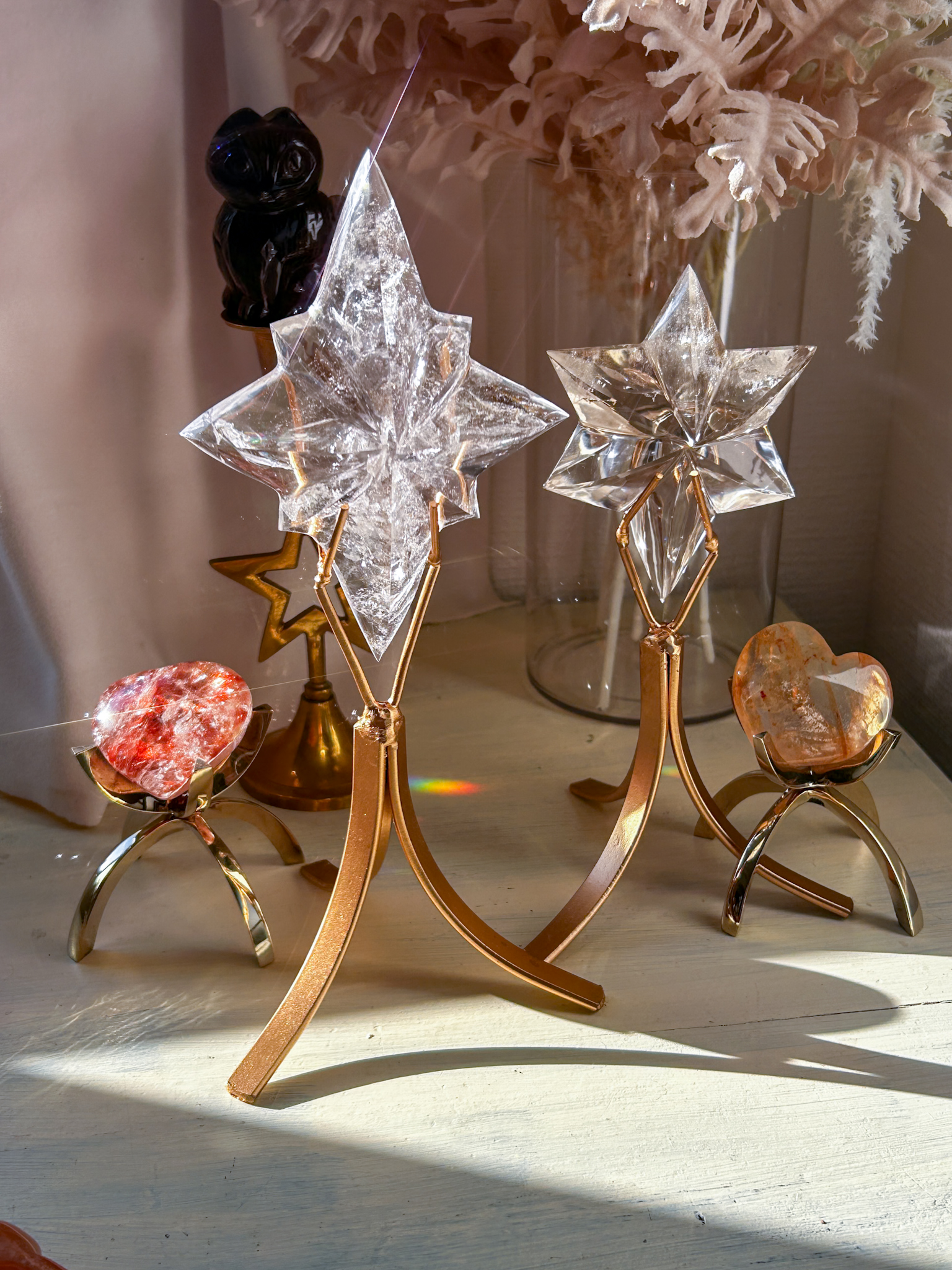 ベツレヘムの星・贅沢なバイーア産職人の一点もの・レムリアンカービング(スタンド付き) ほんのりスモーキートップに虹あり - 画像 (8)