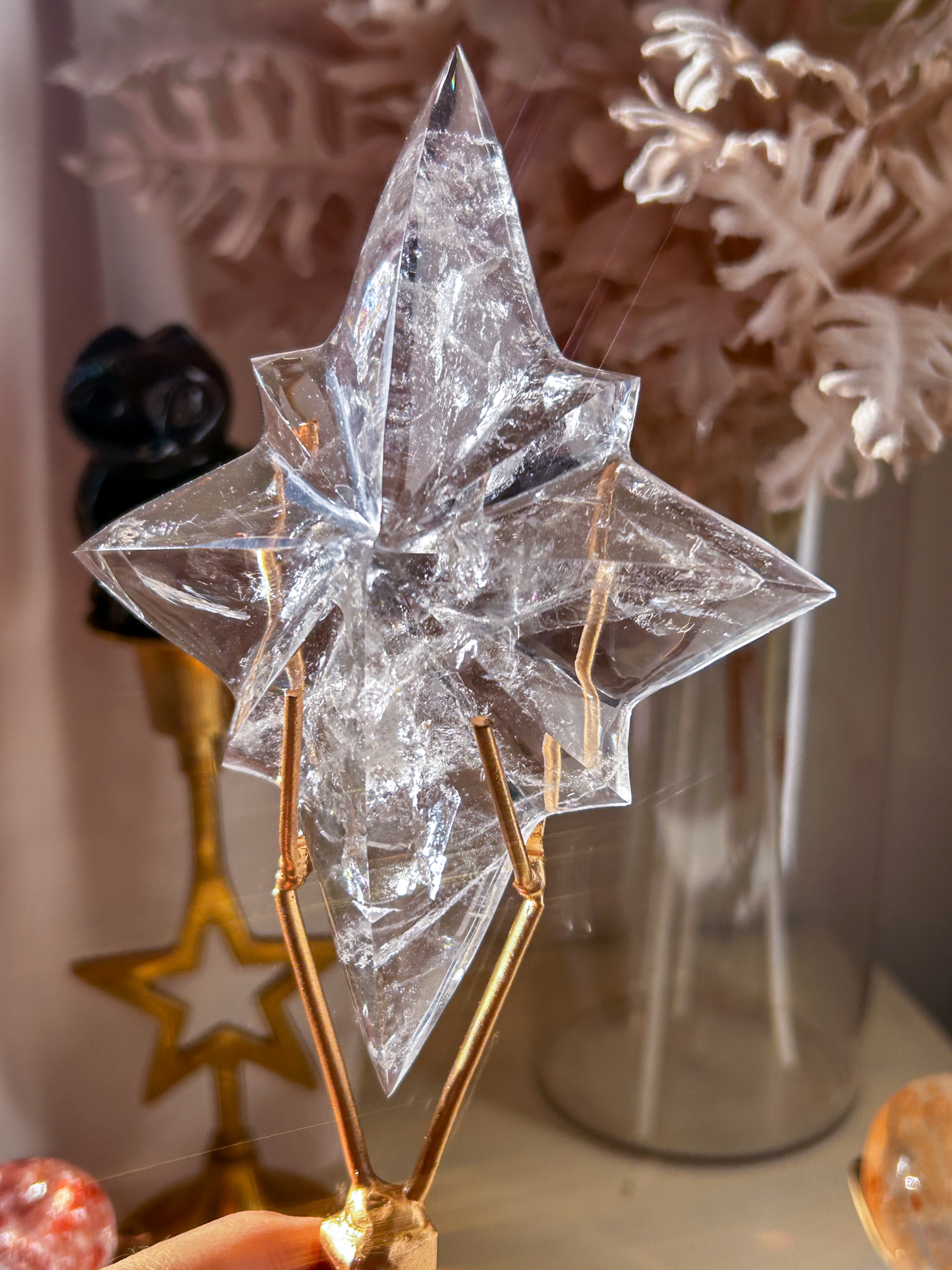 ベツレヘムの星・贅沢なバイーア産職人の一点もの・レムリアンカービング(スタンド付き) 中央に虹あり - 画像 (4)