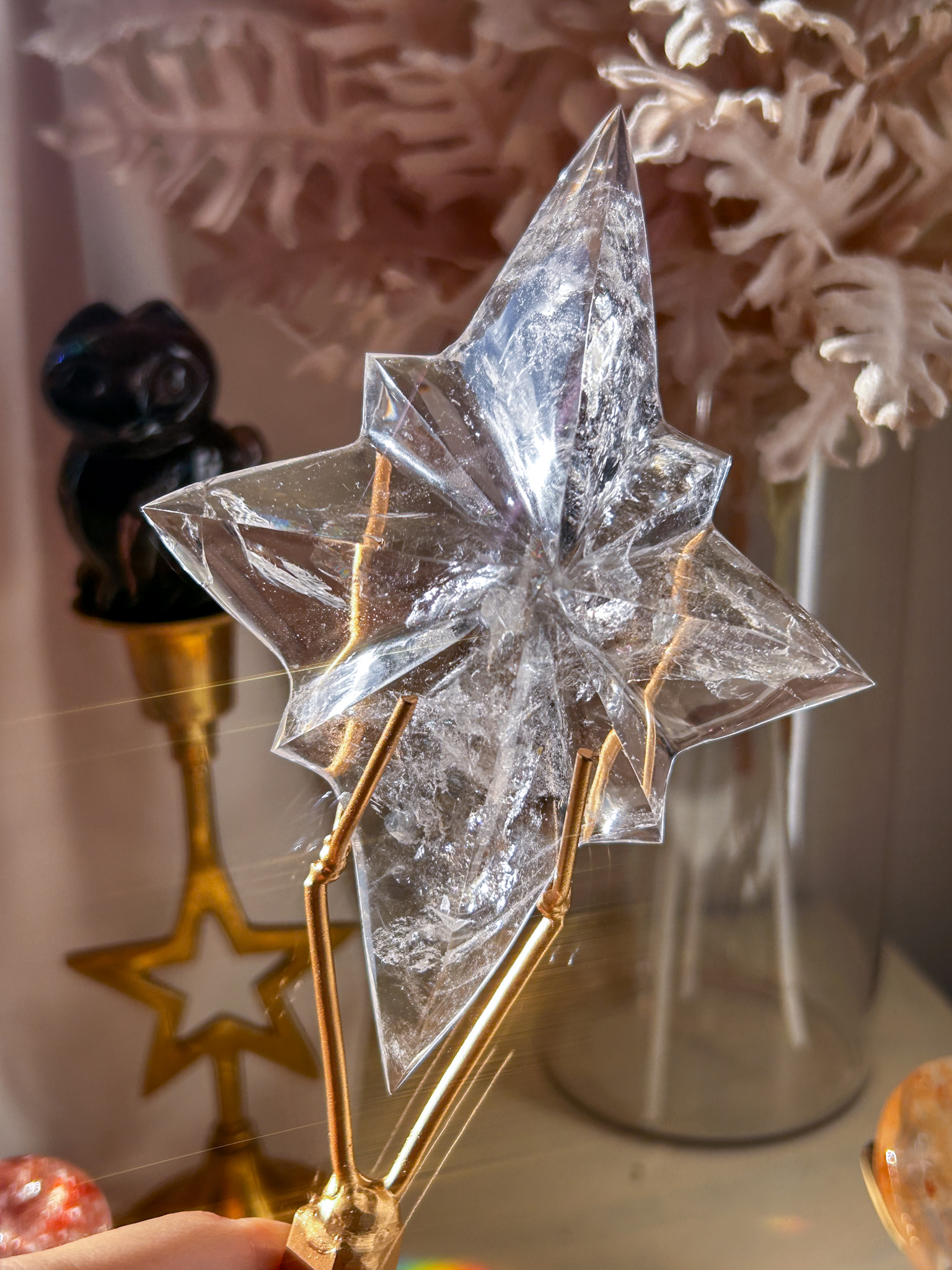 ベツレヘムの星・贅沢なバイーア産職人の一点もの・レムリアンカービング(スタンド付き) 中央に虹あり - 画像 (5)