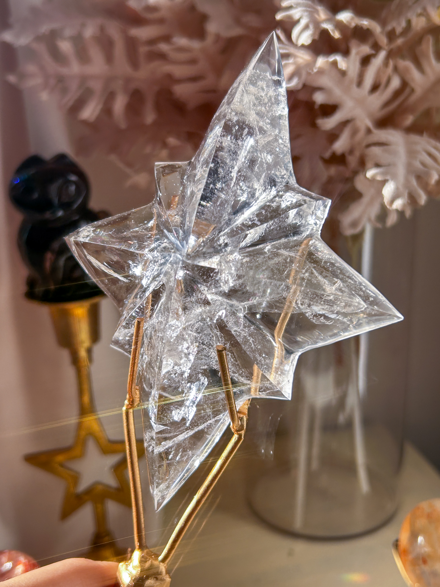 ベツレヘムの星・贅沢なバイーア産職人の一点もの・レムリアンカービング(スタンド付き) 中央に虹あり - 画像 (6)