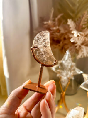 ZeccaMoonGem🌙ゼッカ産スモーキーファセットムーン(スタンド付き)A ライトスモーキー