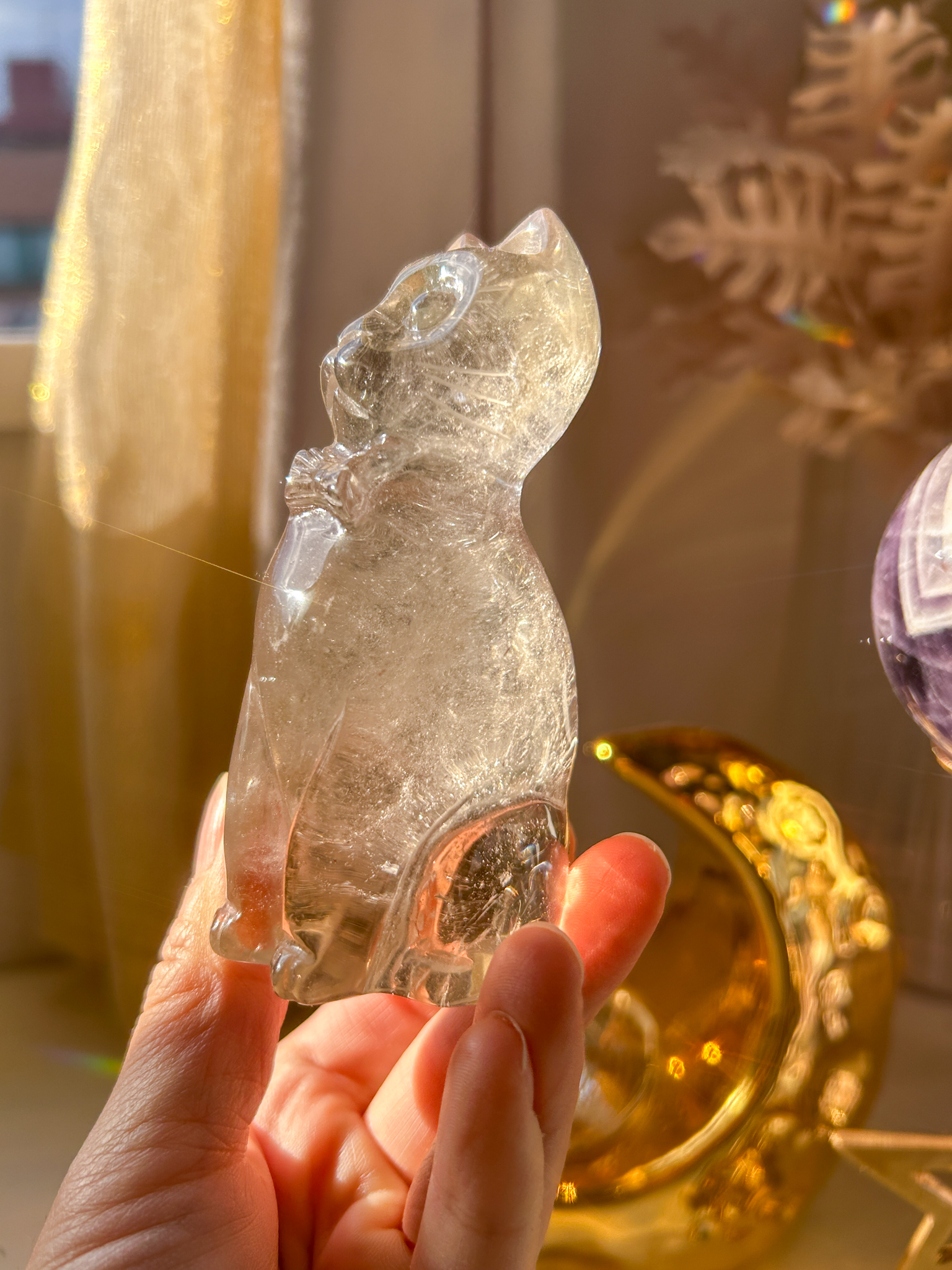 新入荷!手彫りの猫ちゃん・淡色スモーキー・リボンとガーデンお花をつけた 新デザインの猫ちゃん - 画像 (5)