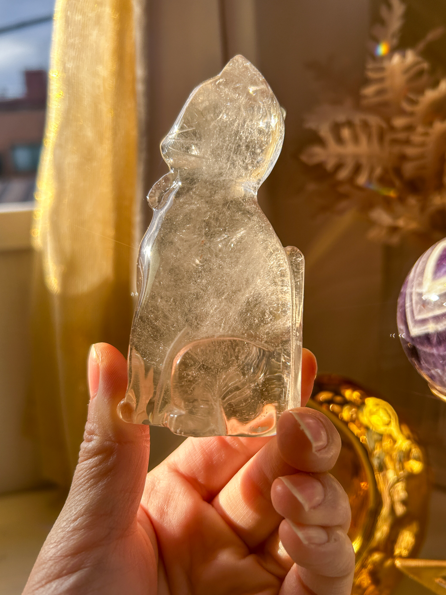 新入荷!手彫りの猫ちゃん・淡色スモーキー・リボンとガーデンお花をつけた 新デザインの猫ちゃん - 画像 (6)