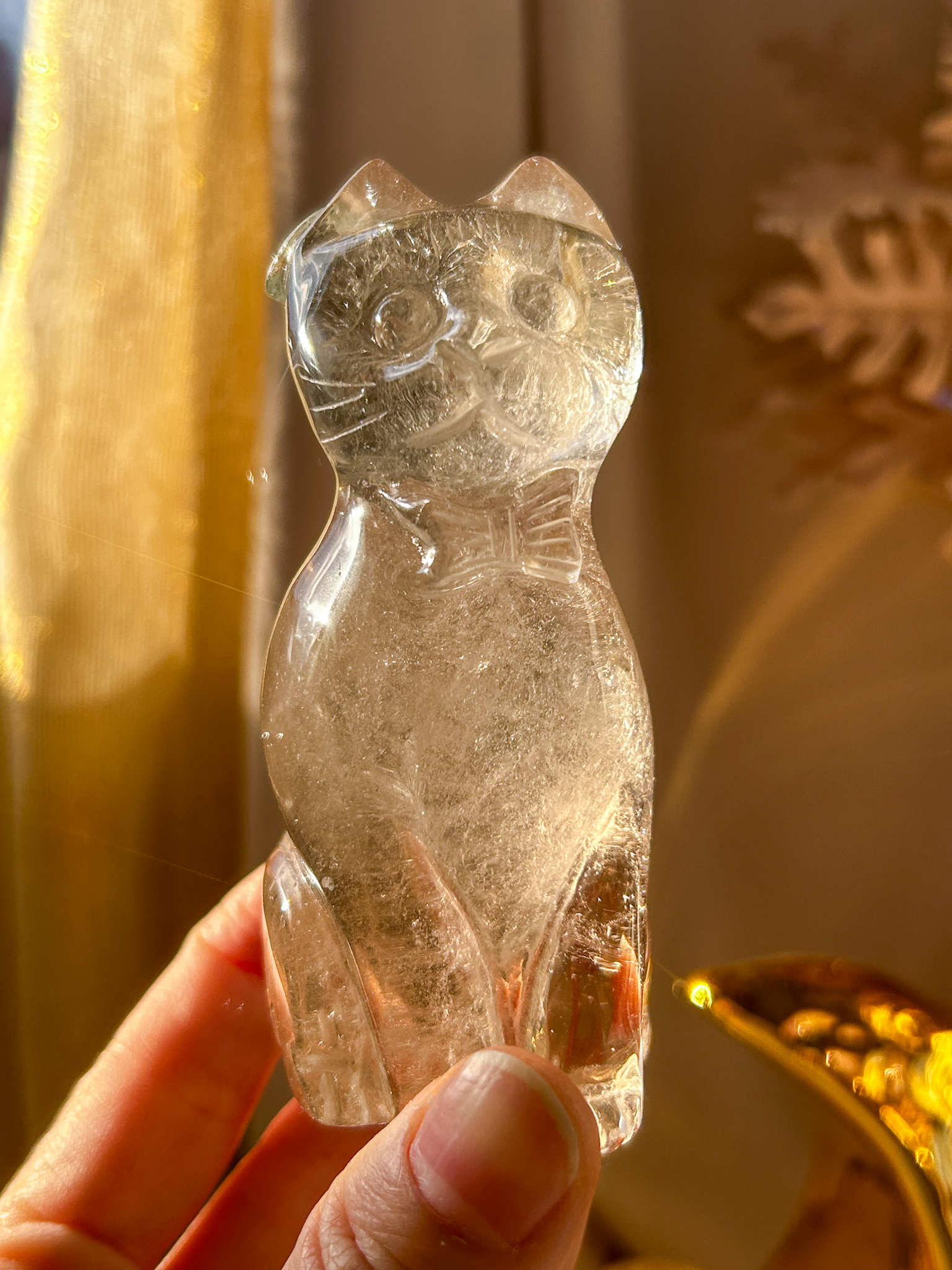 新入荷!手彫りの猫ちゃん・淡色スモーキー・リボンとガーデンお花をつけた 新デザインの猫ちゃん - 画像 (7)