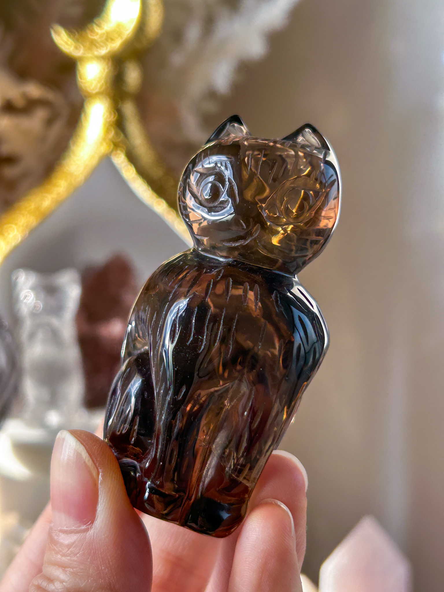 新入荷!手彫りの猫ちゃん・淡色スモーキー・リボンとガーデンお花をつけた 新デザインの猫ちゃん - 画像 (9)