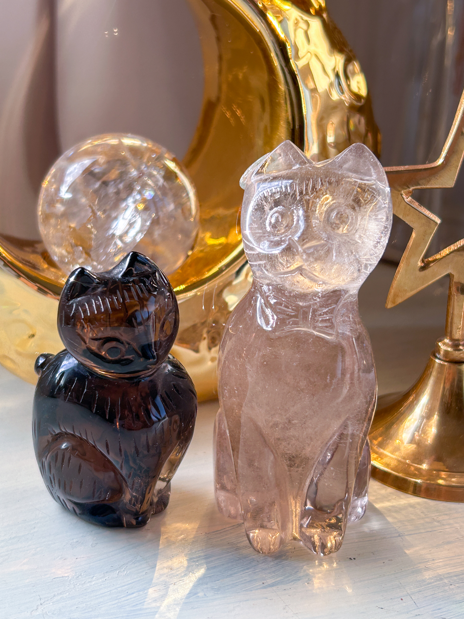 新入荷!手彫りの猫ちゃん・淡色スモーキー・リボンとガーデンお花をつけた 新デザインの猫ちゃん - 画像 (11)