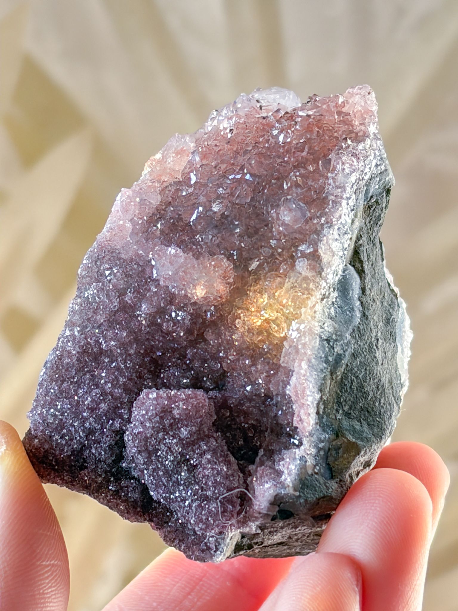 スモーキーピンク シュガードゥルージー 美しいキラキラの 妖精の宝石 シュガー レインボーアメジストxフラワーアメジスト - 画像 (5)