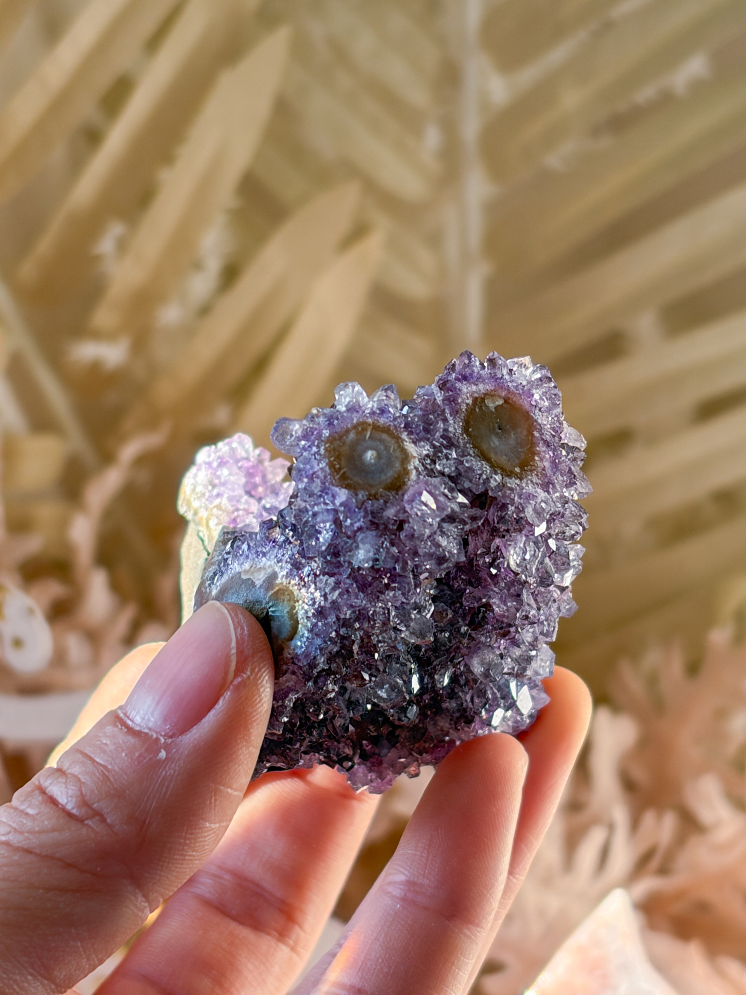 紫x赤 美しいキラキラの 妖精の宝石 シュガー レインボーアメジストxフラワーアメジスト(スタラクタイト) - 画像 (4)