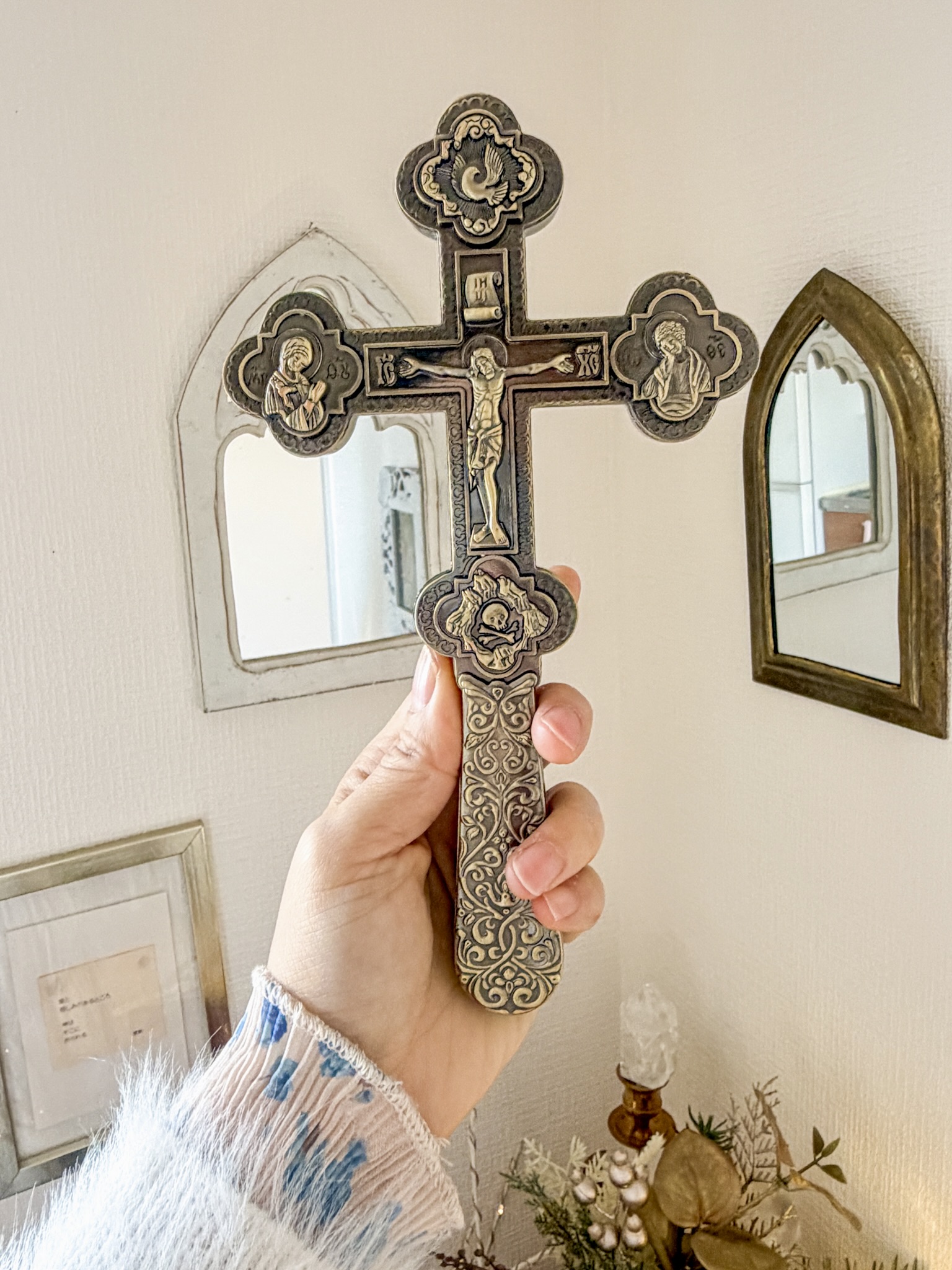 重厚感のあるブロンズ製390g礼拝用の 正教会 祈りの十字架 にぎりタイプ※おまとめ購入対象商品 - 画像 (3)