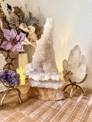 素晴らしい特大標本25cm 超希少&コレクターズアイテム超希少・美しい クリスマスツリー型 雲南カルサイト クォーツ フラワータワー Sacred Tree