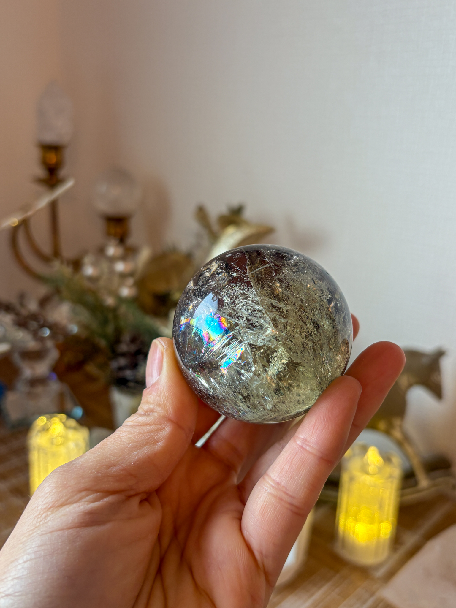 大特価 美しい全体に虹がギラリン🌈グラデーションスモーキー&シトリン 51mm Northern Star - 画像 (3)