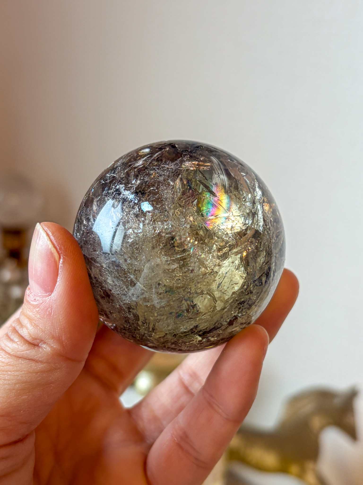 大特価 美しい全体に虹がギラリン🌈グラデーションスモーキー&シトリン 51mm Northern Star - 画像 (5)