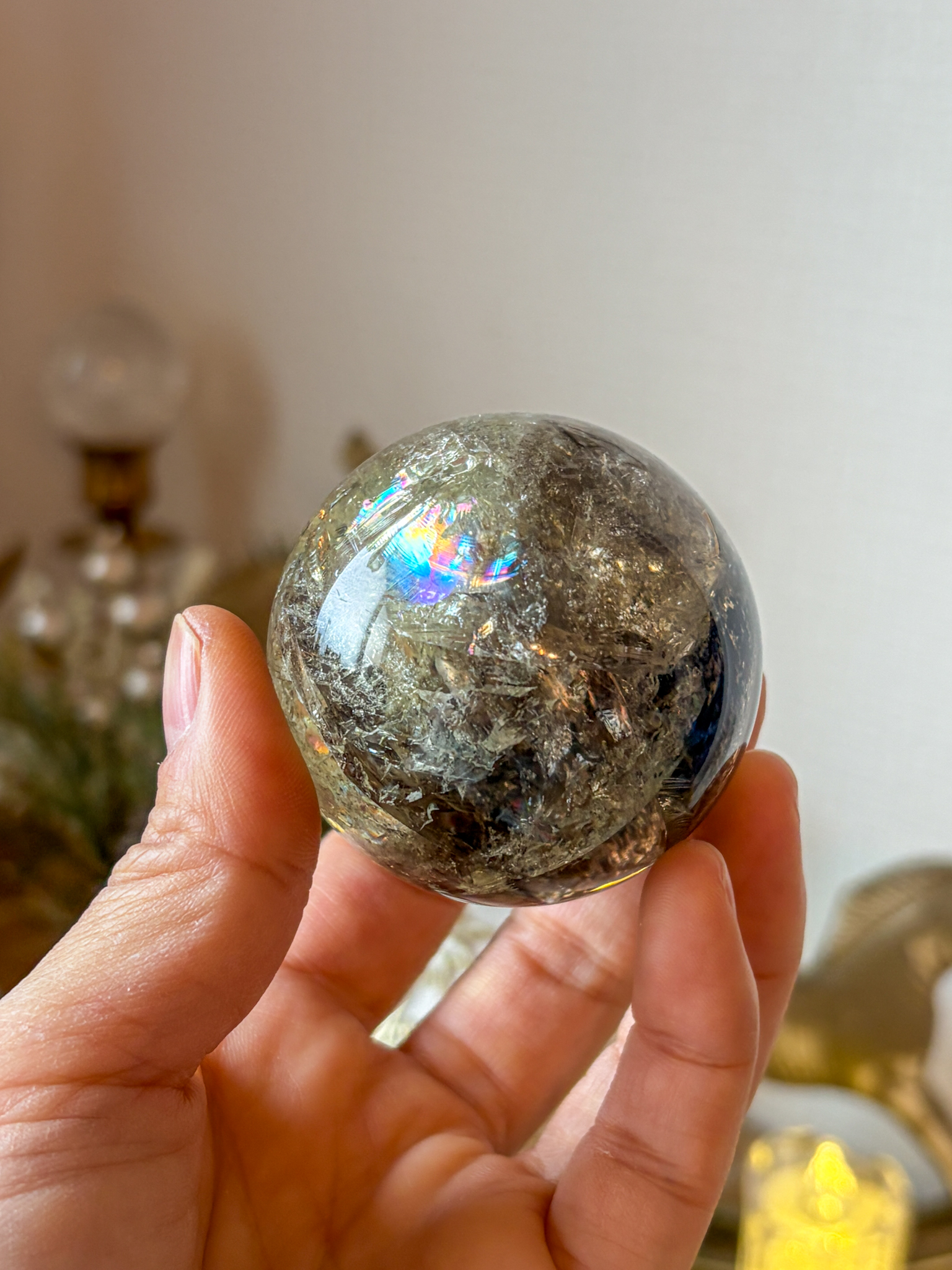 大特価 美しい全体に虹がギラリン🌈グラデーションスモーキー&シトリン 51mm Northern Star