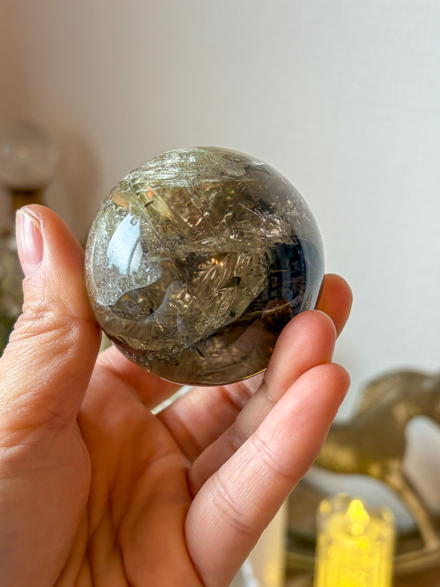 大特価 美しい全体に虹がギラリン🌈グラデーションスモーキー&シトリン 51mm Northern Star - 画像 (8)