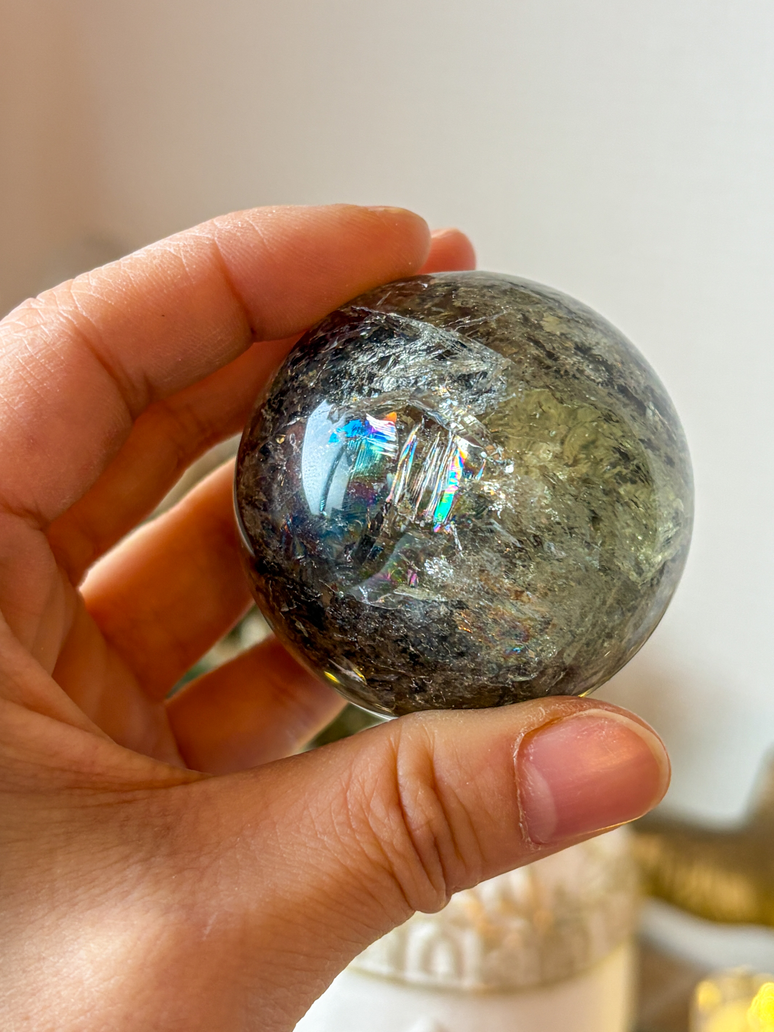 大特価 美しい全体に虹がギラリン🌈グラデーションスモーキー&シトリン 51mm Northern Star - 画像 (12)