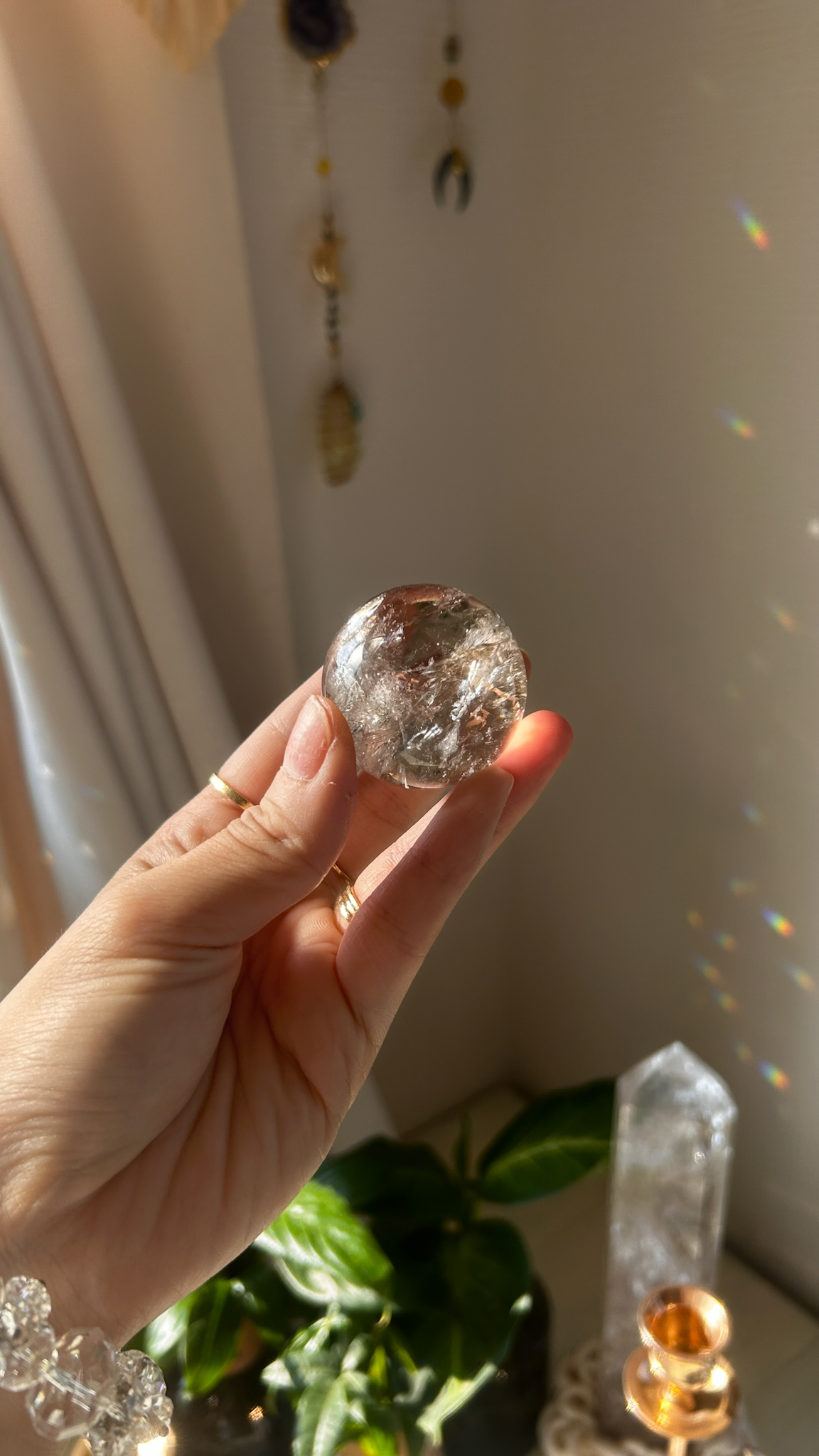 特価 非加熱スモーキー とっても美しい天然アイリススフィア(ブラジル)38mm 虹きらりん - 画像 (8)