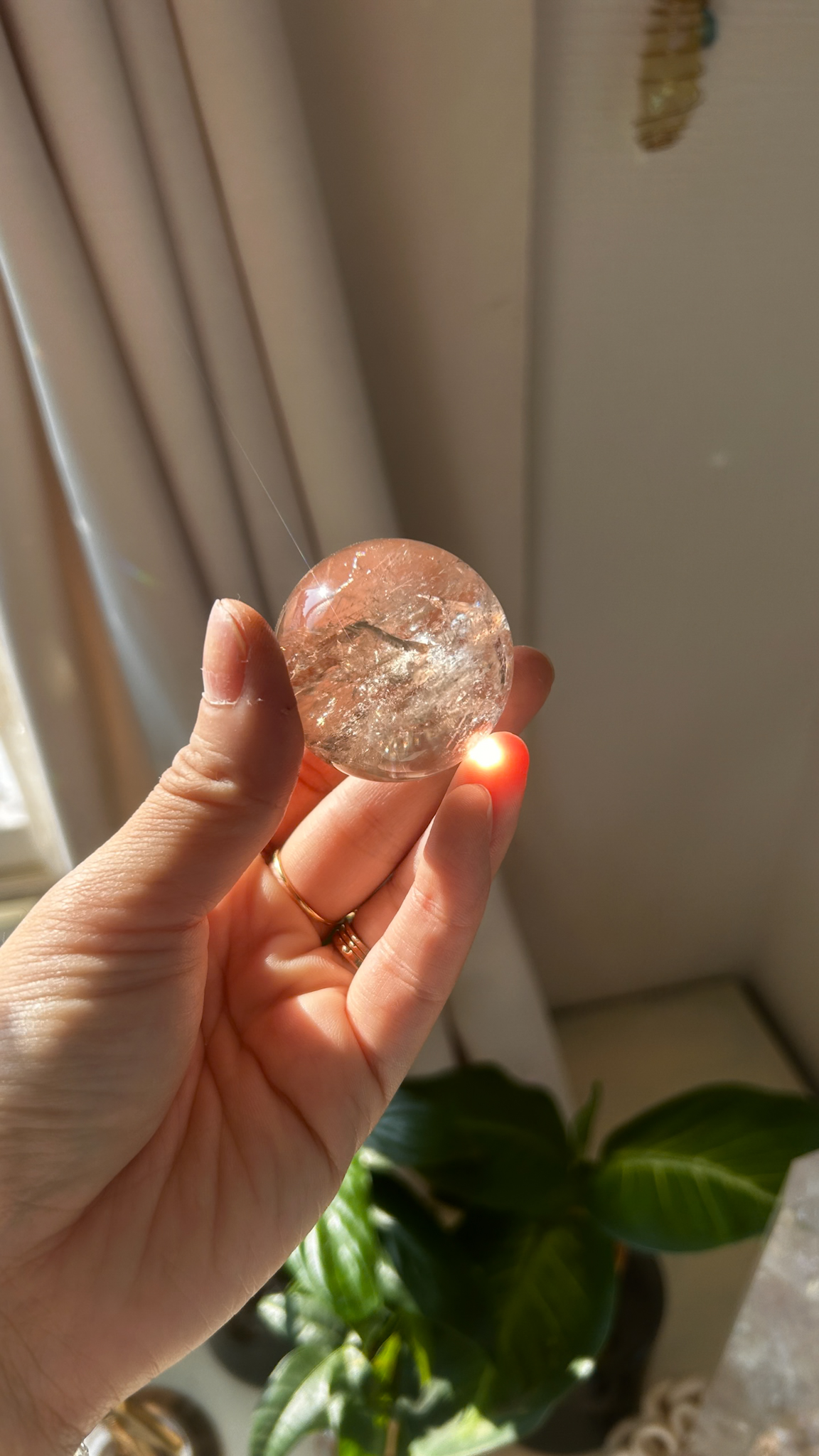 特価 非加熱スモーキー とっても美しい天然アイリススフィア(ブラジル)38mm 虹きらりん - 画像 (10)